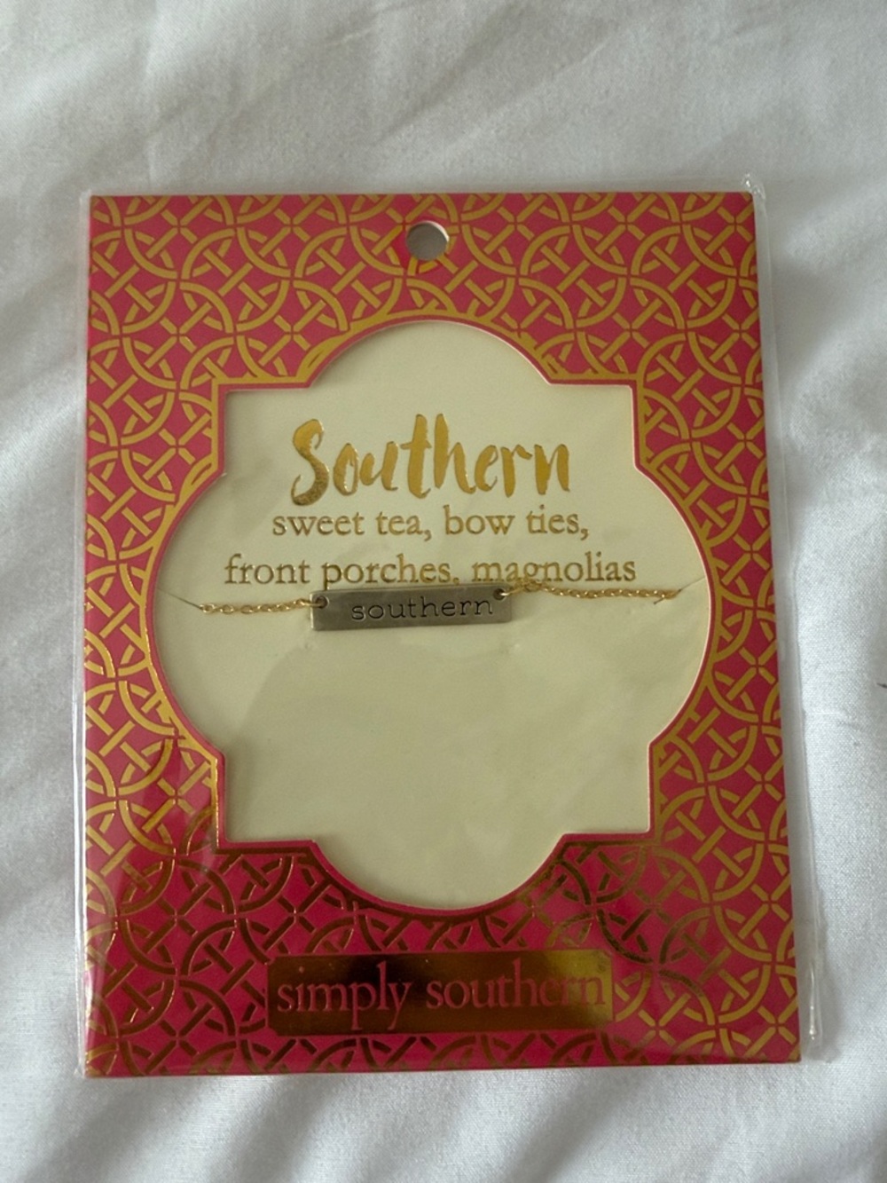 Simply Southern Gold Bar Necklace with "southern" Engraving